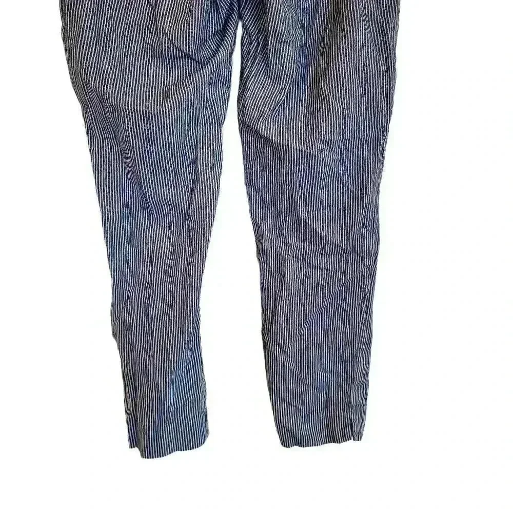 Banana Republic Women's Hayden Fit Navy & White Striped Stetch Linen Blend Pull